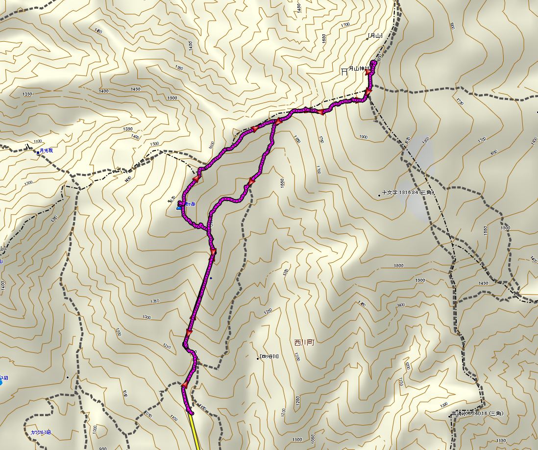 月山 登山コース地図