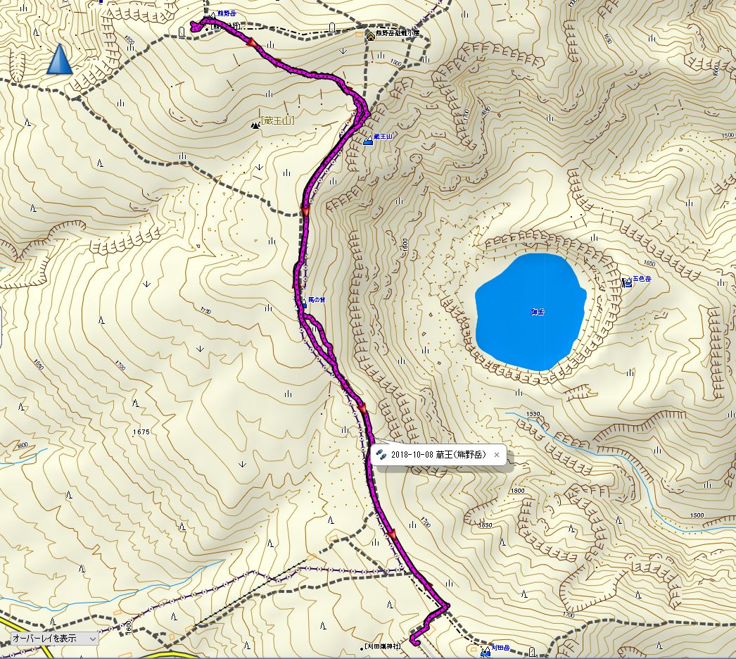 蔵王（熊野岳） 登山コース地図